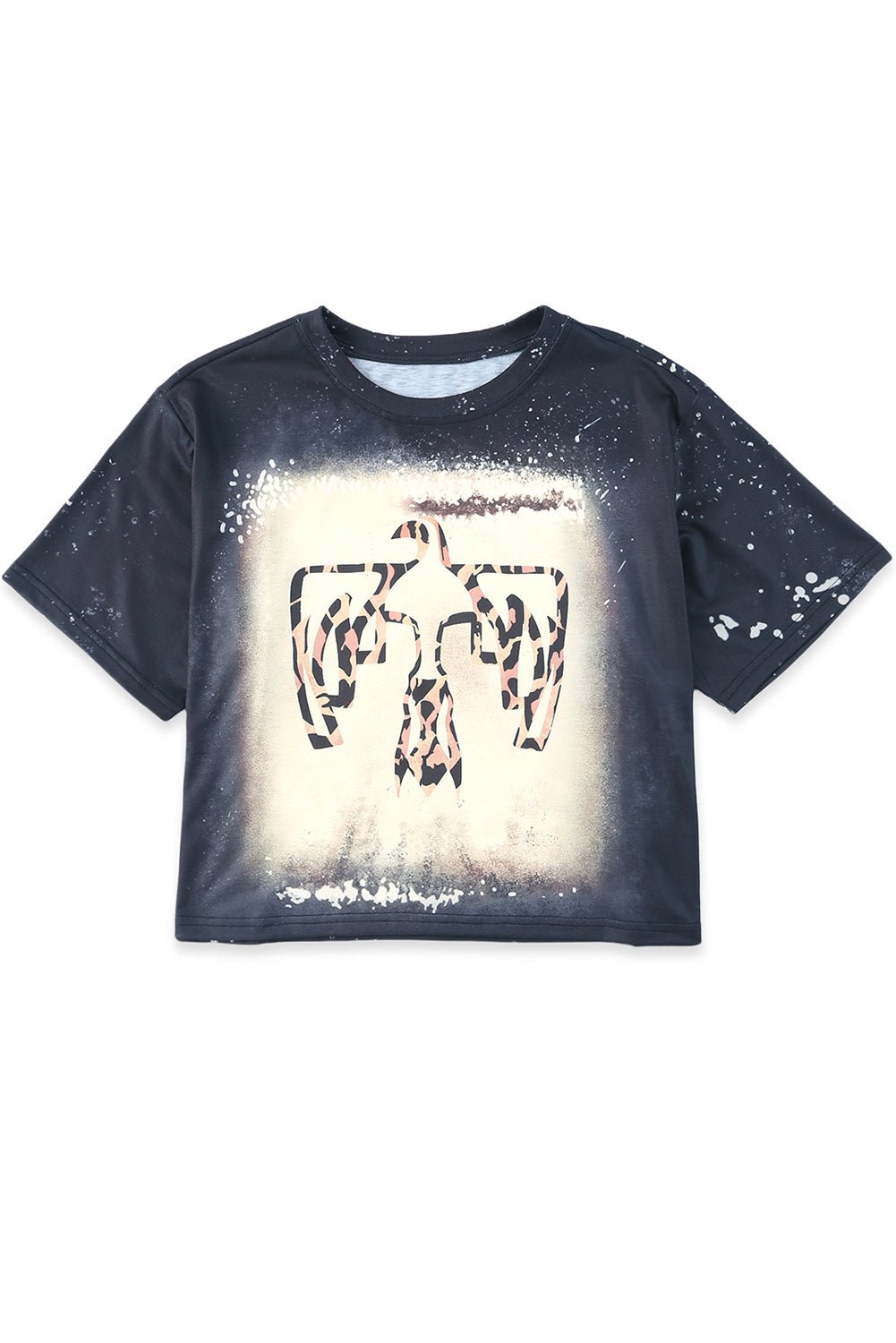 Black Leopard Thunderbird Bleached Tee - Hero 'n Siren