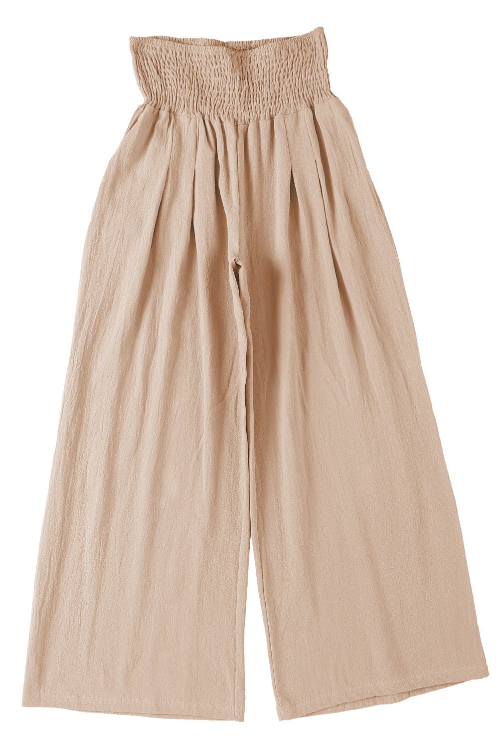 Brown Smocked Wide Waistband High Waist Wide Leg Pants - Hero 'n Siren