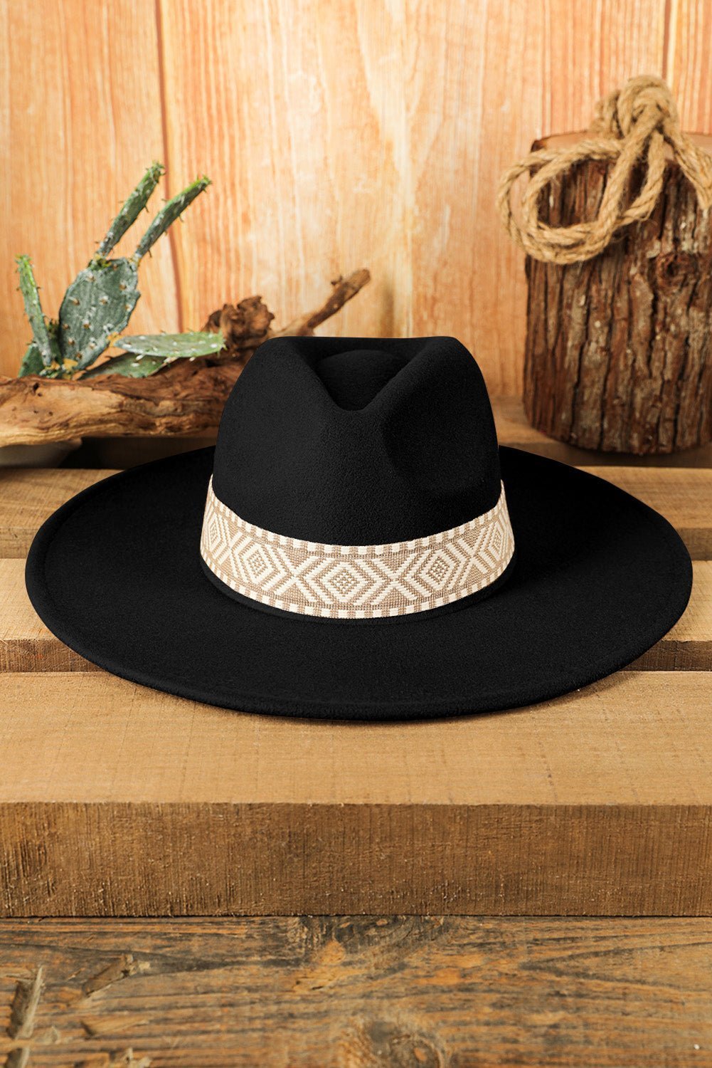 Brown Western Patchwork Flat Brim Cowboy Woven Hat - Hero 'n Siren