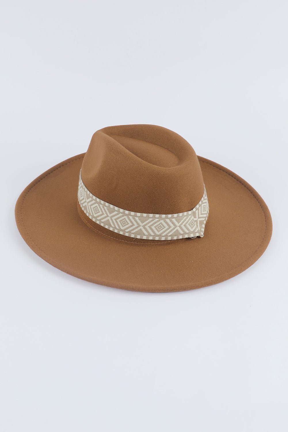 Brown Western Patchwork Flat Brim Cowboy Woven Hat - Hero 'n Siren