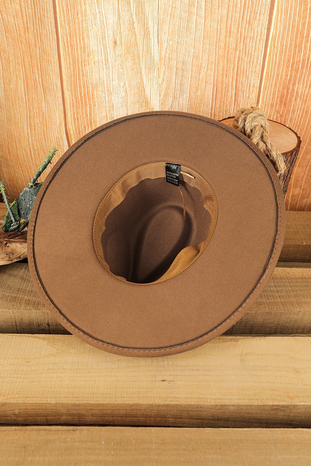 Brown Western Patchwork Flat Brim Cowboy Woven Hat - Hero 'n Siren