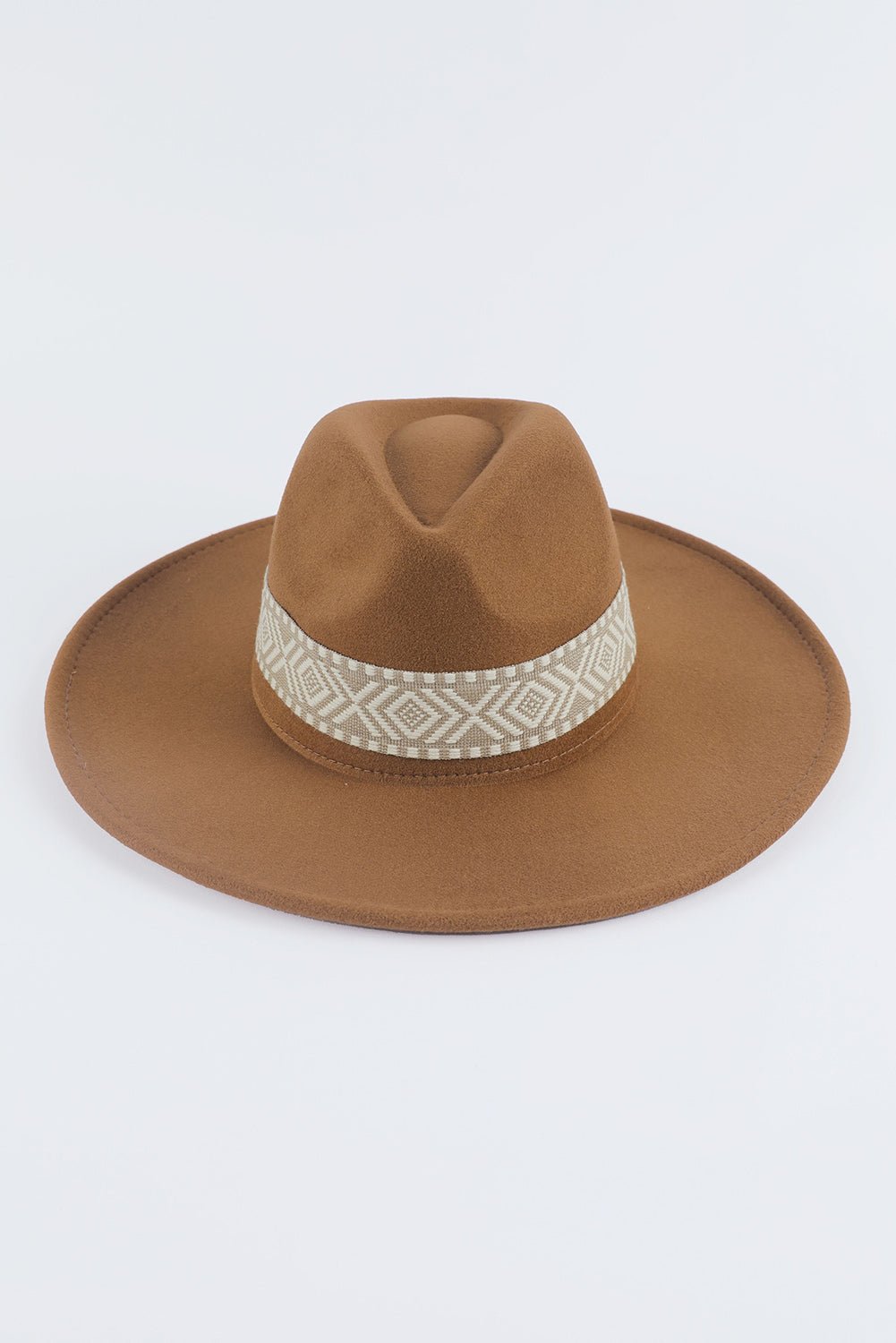 Brown Western Patchwork Flat Brim Cowboy Woven Hat - Hero 'n Siren