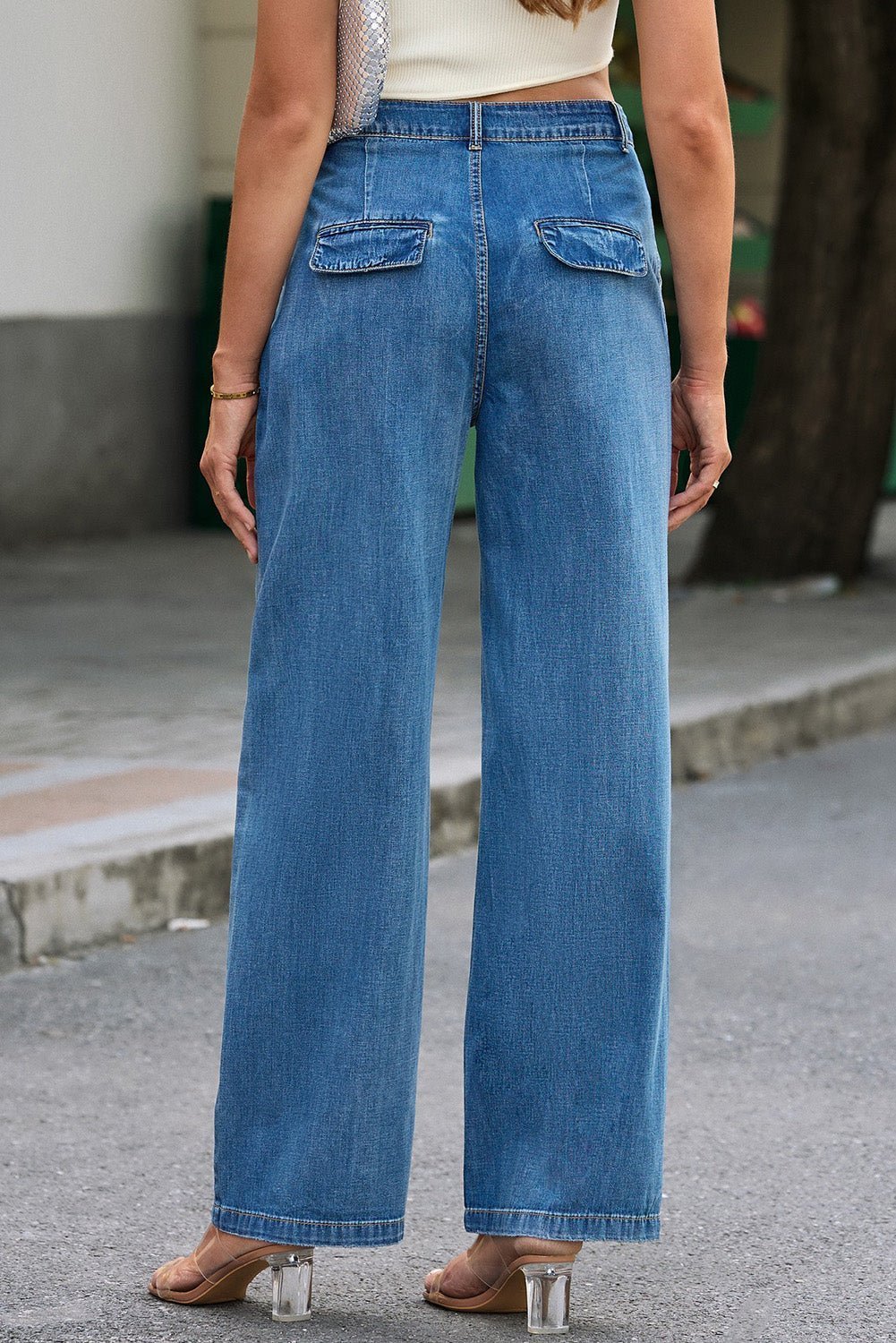 Dark Blue Slouchy Pocket Casual Wide Leg Jeans - Hero 'n Siren