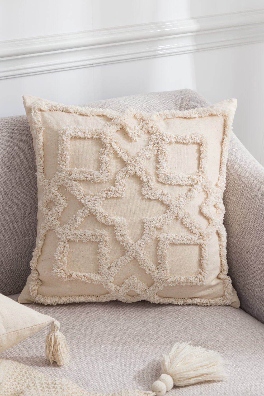 Fringe Trim Decorative Throw Pillow Case - Hero 'n Siren