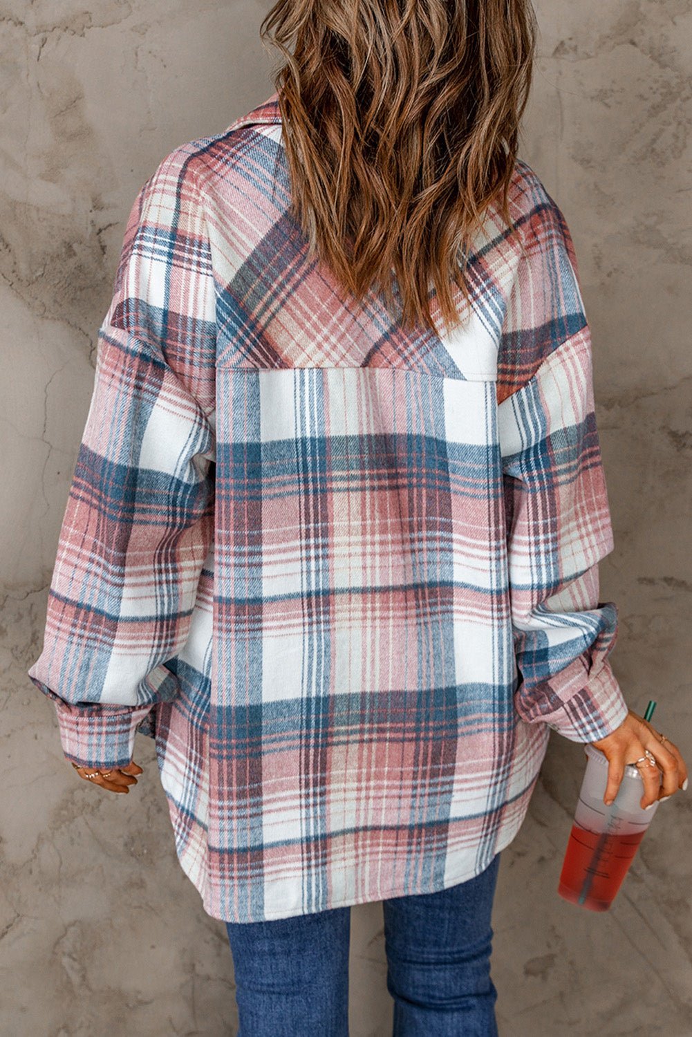 Gold Flame & Grey Plaid Button Up Collared Flannel Shacket - Hero 'n Siren