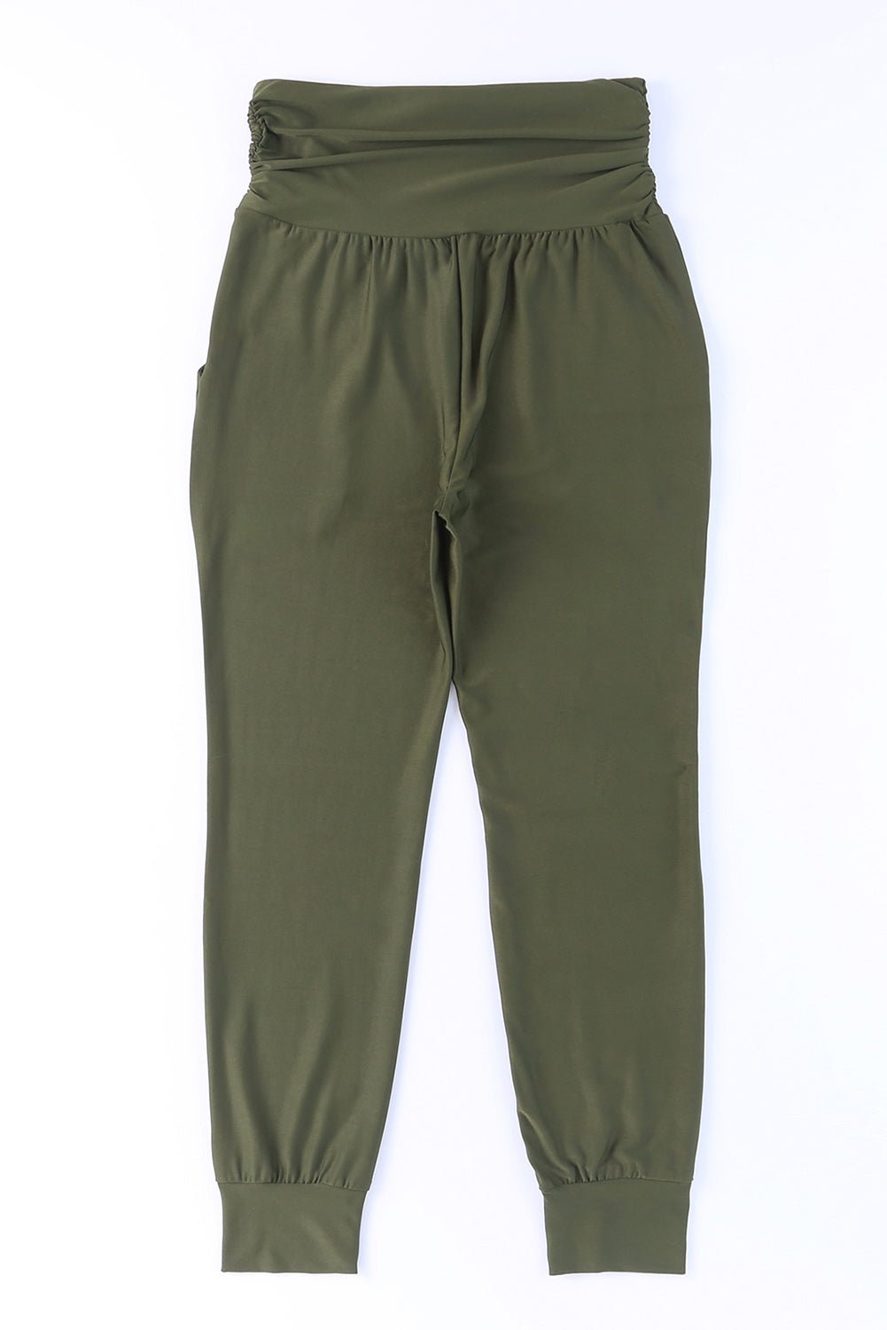 Green High Waist Pleated Casual Pocket Leggings - Hero 'n Siren