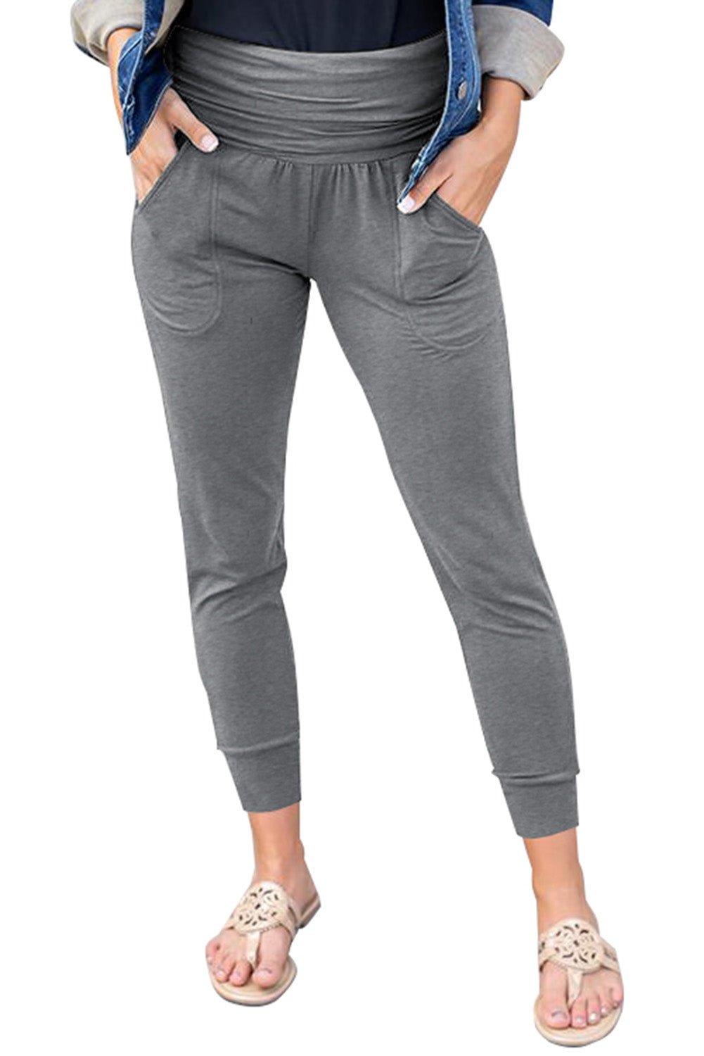 Green High Waist Pleated Casual Pocket Leggings - Hero 'n Siren