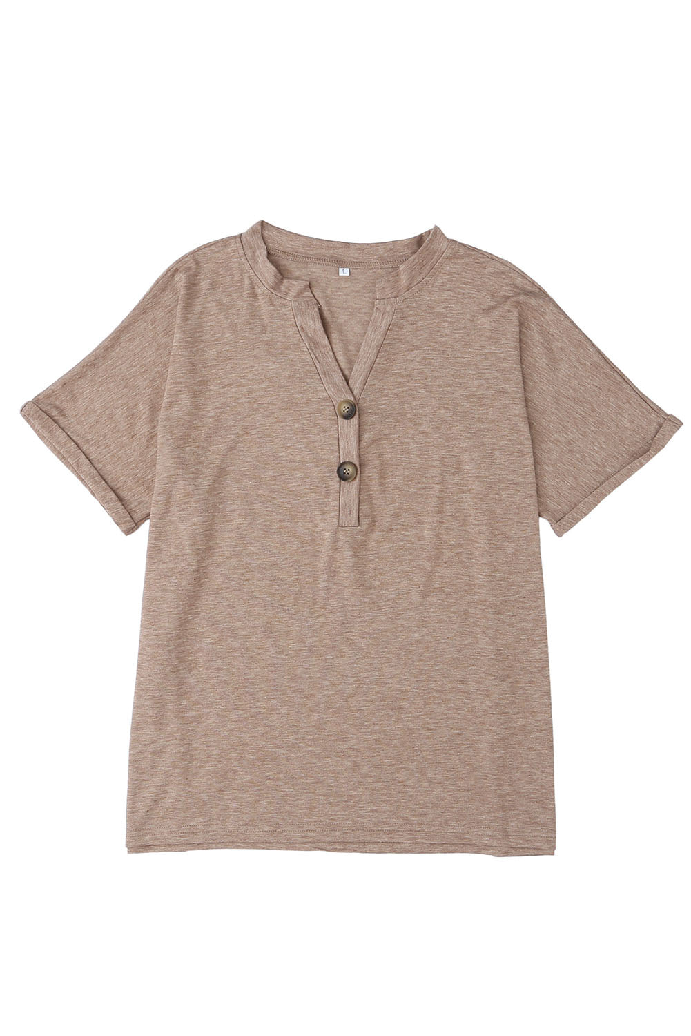 Grey Button V Neck Casual T Shirt - Hero 'n Siren