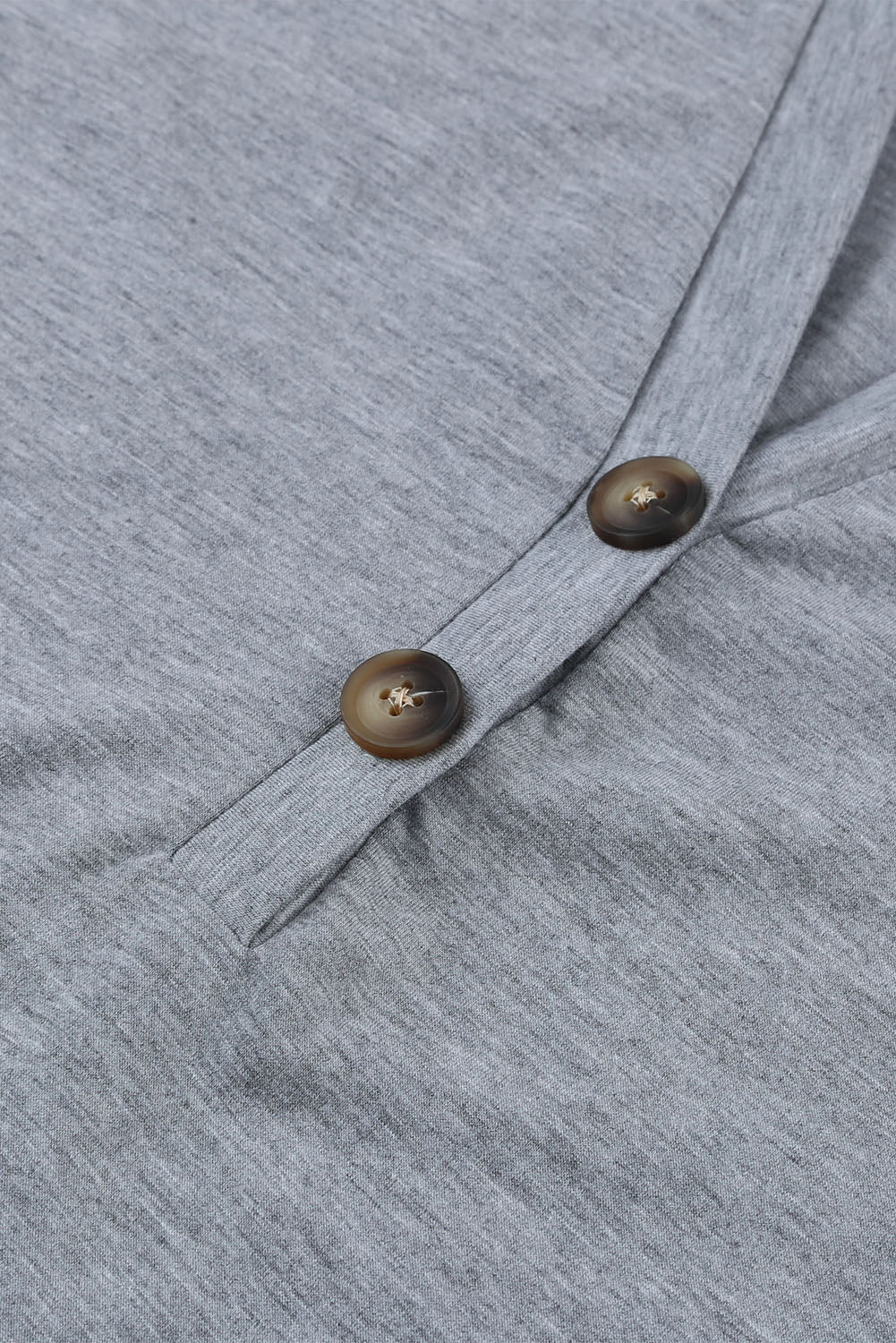 Grey Button V Neck Casual T Shirt - Hero 'n Siren