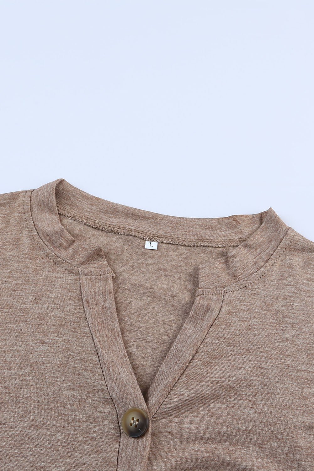 Grey Button V Neck Casual T Shirt - Hero 'n Siren