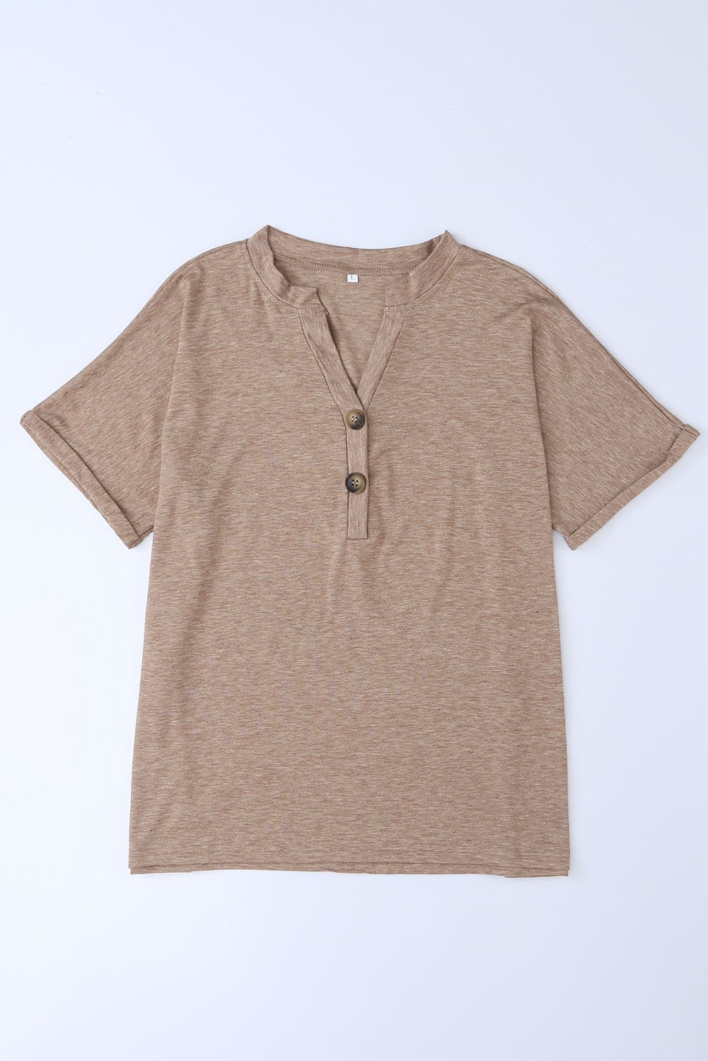 Grey Button V Neck Casual T Shirt - Hero 'n Siren