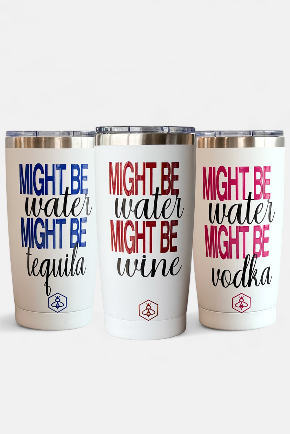 Navy Blue MIGHT BE Water MIGHT BE Liquid Letter Tumbler Cup - Hero 'n Siren